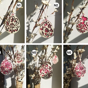 Klasszikus mintás húsvéti díszek, Ünnepi díszek, dekorációk, Húsvéti díszek és dekorációk, Húsvéti tojásfadíszek, Famegmunkálás, Festett tárgyak, MESKA