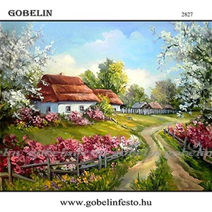Tavaszi tájkép, Művészet, Textilkép, Gobelin, Festészet, MESKA