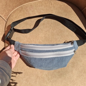 Övtáska plusz zsebbel -Szürke Kordbársony - Meska.hu