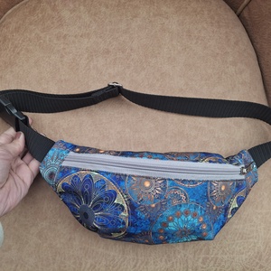 Övtáska egyterű kék arany - Meska.hu