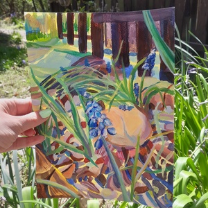 Virágoskert - akril festmény - művészet - festmény - akril - Meska.hu