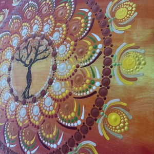 Életfa energia-mandala pontfestéssel � Egyedi, kézzel festett akril falikép (50x50 cm) - otthon & életmód - dekoráció - spiritualitás - mandala - Meska.hu