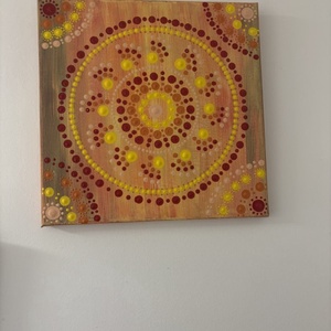 Napfény és Életöröm energia-mandala pontfestéssel � Kézzel festett akril falikép (30x30 cm) - Meska.hu