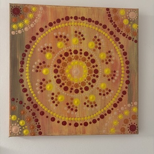 Napfény és Életöröm energia-mandala pontfestéssel � Kézzel festett akril falikép (30x30 cm) - otthon & életmód - dekoráció - spiritualitás - mandala - Meska.hu