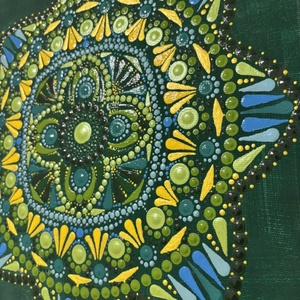 Smaragd Ragyogás nyolcágú energia-mandala pontfestéssel � Kézzel festett akril falikép (30x30 cm) - otthon & életmód - dekoráció - spiritualitás - mandala - Meska.hu