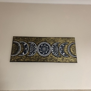 Holdfázisok kozmikus mandala pontfestéssel � Kézzel festett panoráma akril falikép (20x40 cm) - otthon & életmód - dekoráció - spiritualitás - mandala - Meska.hu