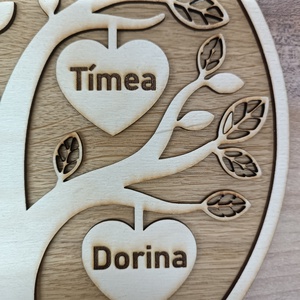 Személyre szabható fa családfa � gravírozott nevekkel, falra akasztható ajándék - otthon & életmód - dekoráció - fali és függő dekoráció - betű & név - Meska.hu