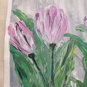 Lila tulipánok - művészet - festmény - akril - Meska.hu