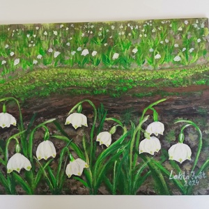Tavaszi Tőzike virágzás a Fertő-Hanság Nemzeti Parkban, Művészet, Festmény, Akril, Festészet, MESKA