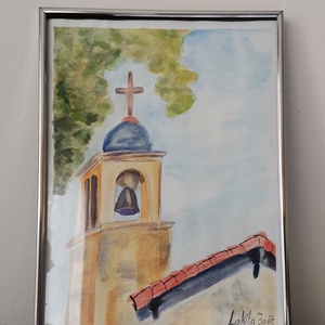 Templom torony, Művészet, Festmény, Akvarell, Festészet, MESKA