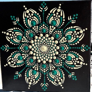 Türkiz és vajszínű mandala - Meska.hu