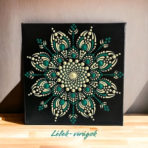 Türkiz és vajszínű mandala - otthon & életmód - dekoráció - spiritualitás - mandala - Meska.hu