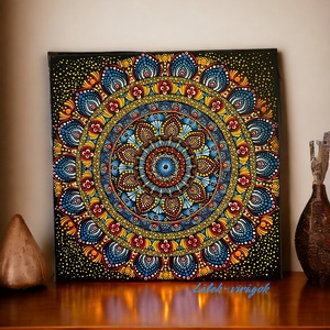 Kék és napsárga mandala - otthon & életmód - dekoráció - spiritualitás - mandala - Meska.hu