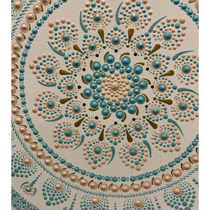 Türkiz és bézs mandala - otthon & életmód - dekoráció - spiritualitás - mandala - Meska.hu