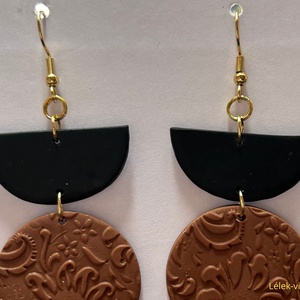 Barna és fekete polymer clay fülbevaló - ékszer - fülbevaló - lógó fülbevaló - Meska.hu