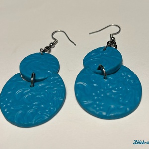 Türkíz színű polymer clay fülbevaló - ékszer - fülbevaló - lógó fülbevaló - Meska.hu