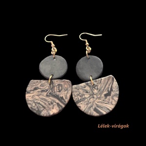 Barna, bézs és fekete színű polymer clay fülbevaló - ékszer - fülbevaló - lógó fülbevaló - Meska.hu