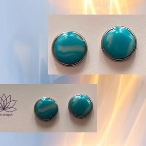 Kék-fehér színátmenetes polymer clay fülbevaló, Ékszer, Fülbevaló, Pötty fülbevaló, Ékszerkészítés, Gyurma, MESKA
