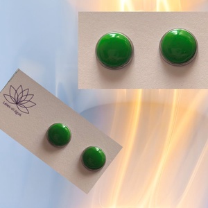Zöld színű polymer clay fülbevaló, Ékszer, Fülbevaló, Pötty fülbevaló, Ékszerkészítés, Gyurma, MESKA