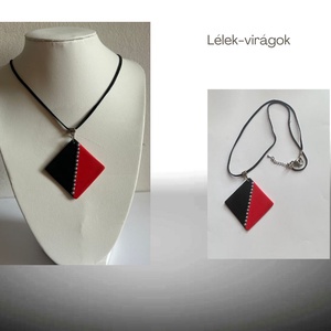  Piros és fekete polymer clay medálos nyaklánc , Ékszer, Nyaklánc, Medálos nyaklánc, Ékszerkészítés, Gyurma, MESKA