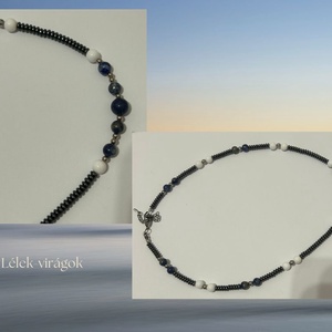 Lapis lazuli és hematit nyaklánc - ékszer - nyaklánc - gyöngyös nyaklánc - Meska.hu