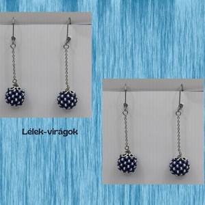 Kék-fehér lógós fülbevaló - ékszer - fülbevaló - lógó fülbevaló - Meska.hu