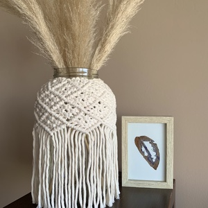 Óriás makramé váza/mécses, Karácsony, Karácsonyi lakásdekoráció, Karácsonyi illatgyertya, mécses, Csomózás, MESKA