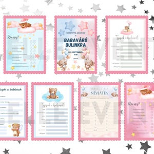 Játékcsomag babaváró bulira, meghívóval - Digitális, Művészet, Grafika & Illusztráció, Digitális, Fotó, grafika, rajz, illusztráció, MESKA