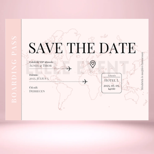 Save the date kártya - Boarding Pass - Digitális , Esküvő, Meghívó & Kártya, Meghívó, Fotó, grafika, rajz, illusztráció, MESKA