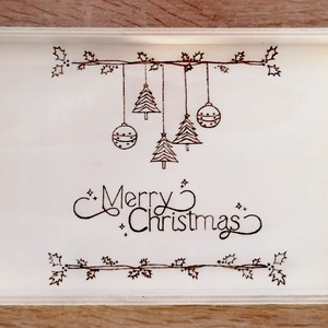 Karácsonyi tálca - pirográf minta - Meska.hu