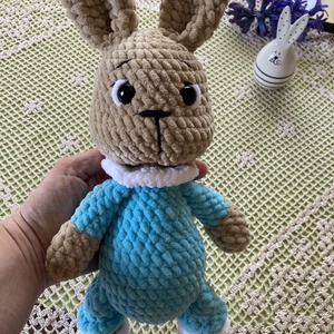 Horgolt amigurumi pizsamás kék nyuszi - játék & sport - plüssállat & játékfigura - nyuszi - Meska.hu