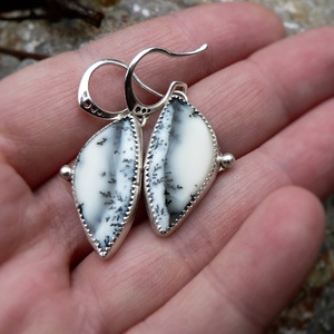 Ezüst Dendrites Opál (Merlinit) fülbevaló -  - Meska.hu