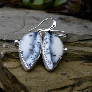 Ezüst Dendrites Opál (Merlinit) fülbevaló -  - Meska.hu