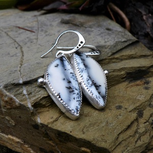 Ezüst Dendrites Opál (Merlinit) fülbevaló -  - Meska.hu