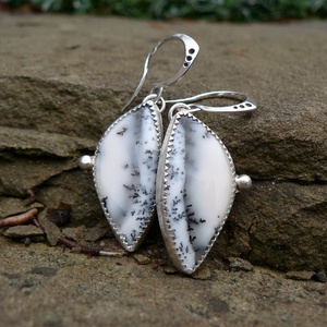 Ezüst Dendrites Opál (Merlinit) fülbevaló -  - Meska.hu