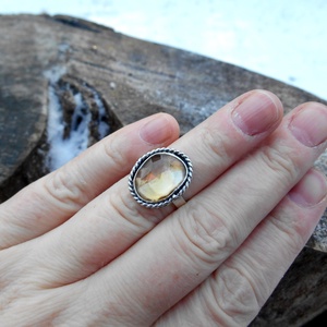 Ezüst Citrin gyűrű - ékszer - gyűrű - statement gyűrű - Meska.hu