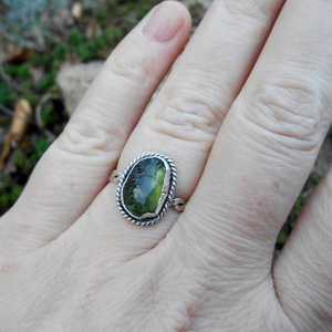 Ezüst Moldavit gyűrű -  - Meska.hu