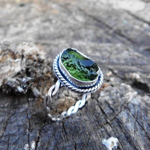 Ezüst Moldavit gyűrű -  - Meska.hu