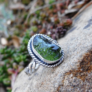 Ezüst Moldavit gyűrű -  - Meska.hu