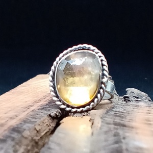 Ezüst Citrin gyűrű - ékszer - gyűrű - statement gyűrű - Meska.hu
