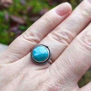 Ezüst Larimár gyűrű - ékszer - gyűrű - szoliter gyűrű - Meska.hu