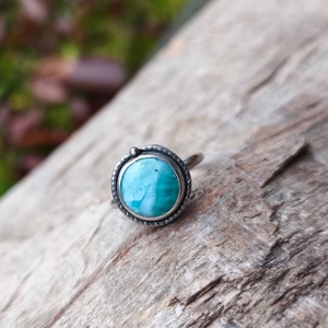 Ezüst Larimár gyűrű - ékszer - gyűrű - szoliter gyűrű - Meska.hu