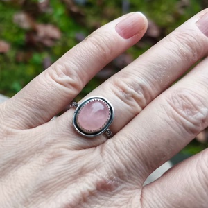Ezüst Rózsakvarc gyűrű - ékszer - gyűrű - vékony gyűrű - Meska.hu