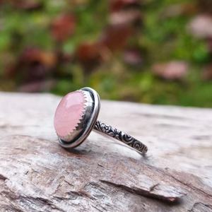 Ezüst Rózsakvarc gyűrű - ékszer - gyűrű - vékony gyűrű - Meska.hu