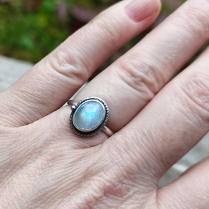 Ezüst Holdkő gyűrű - ékszer - gyűrű - vékony gyűrű - Meska.hu