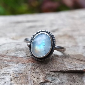 Ezüst Holdkő gyűrű, Ékszer, Gyűrű, Vékony gyűrű, Ékszerkészítés, Ötvös, MESKA