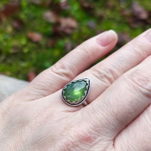 Ezüst Olivin gyűrű - ékszer - gyűrű - szoliter gyűrű - Meska.hu