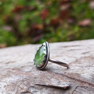 Ezüst Olivin gyűrű - ékszer - gyűrű - szoliter gyűrű - Meska.hu