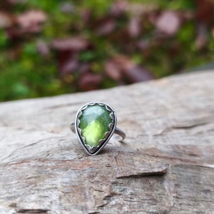Ezüst Olivin gyűrű - ékszer - gyűrű - szoliter gyűrű - Meska.hu