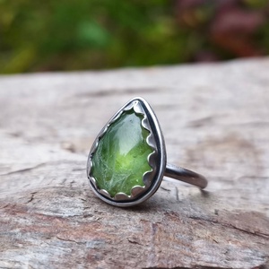 Ezüst Olivin gyűrű, Ékszer, Gyűrű, Szoliter gyűrű, Ékszerkészítés, Ötvös, MESKA